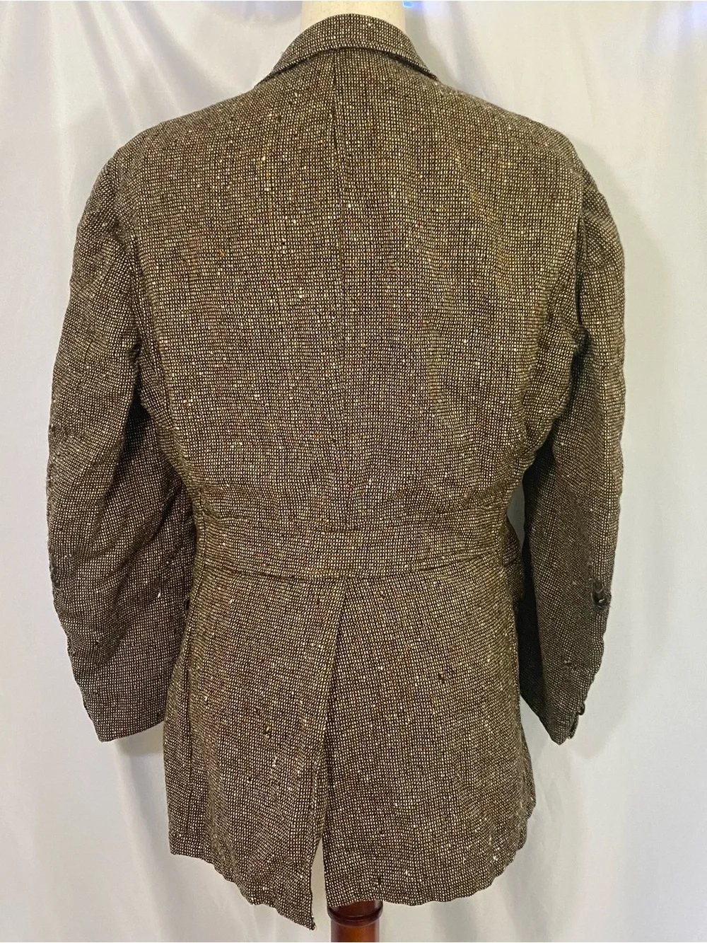Men's Vintage University Label Brown Tweed Blazer Two-Button Sport Coat Medium